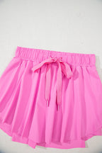 Sky Blue Drawstring High Waist Lined Tennis Skort