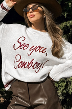 Peach Blossom Letter Embroidered Graphic Sweater
