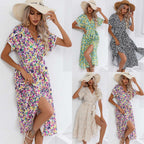 Women's Summer Floral Split V-neck Dress