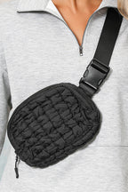 Gray Quilted Puffer Belt Bag Fanny Pack