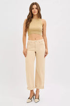 RISEN Tummy Control Mid Rise Ankle Barrel Relaxed Baggy