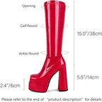 WetKiss Womens Size 6 Red 5.5" Platform Heels Knee High Gogo Boots Shoes