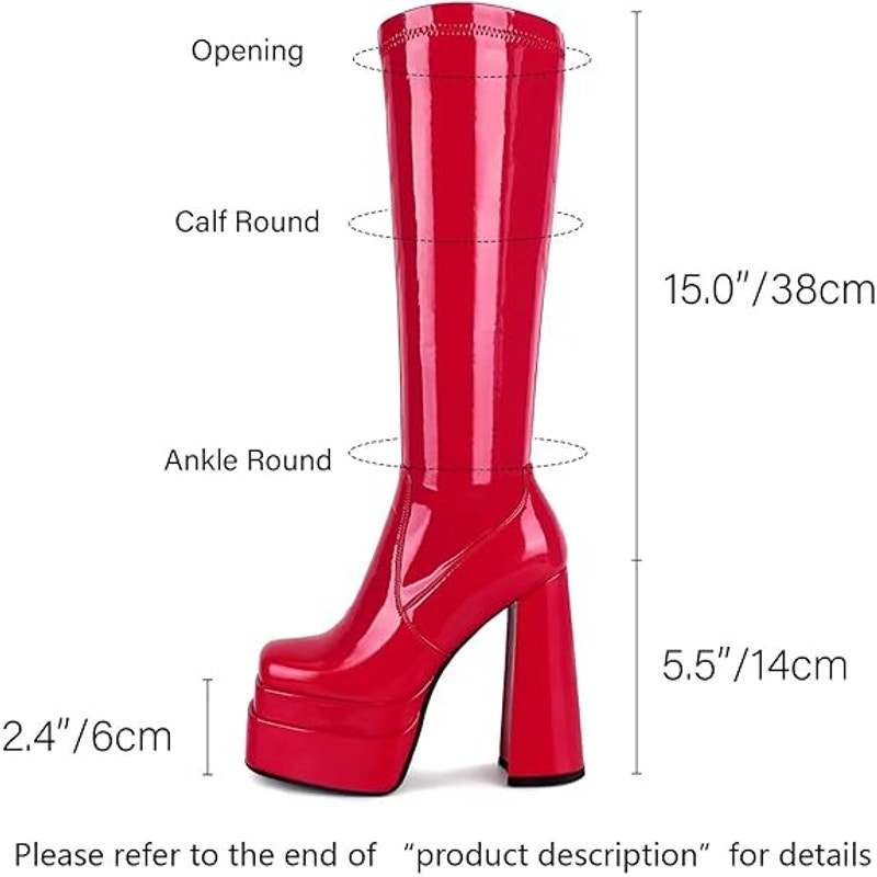 WetKiss Womens Size 6 Red 5.5" Platform Heels Knee High Gogo Boots Shoes