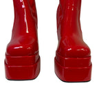 WetKiss Womens Size 6 Red 5.5" Platform Heels Knee High Gogo Boots Shoes