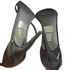 Genshuo Womens Size 9.5 Black 3.5" Heels Open Square Toe Ankle Strap Pumps Shoes
