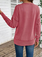 Side Slit Round Neck Sweatshirt