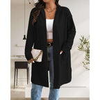 Womens Long Cardigans Cable Knitted Open Front