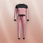 Women's Korean-Style Hoodie & Pants Two-Piece Set – Casual Patchwork