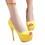 2022 Spring New Super High Heel Fish Mouth Single Shoes Waterproof Platform Comfortable Women's Thin Heel Model Walk Show Pumps