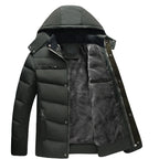 Men's Winter Wool Hooded Jacket with Fleece Lining