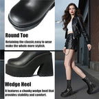 New Aminugal Womens Size 5.5 Black Faux Leather 4" Platform Heel Ankle Boots