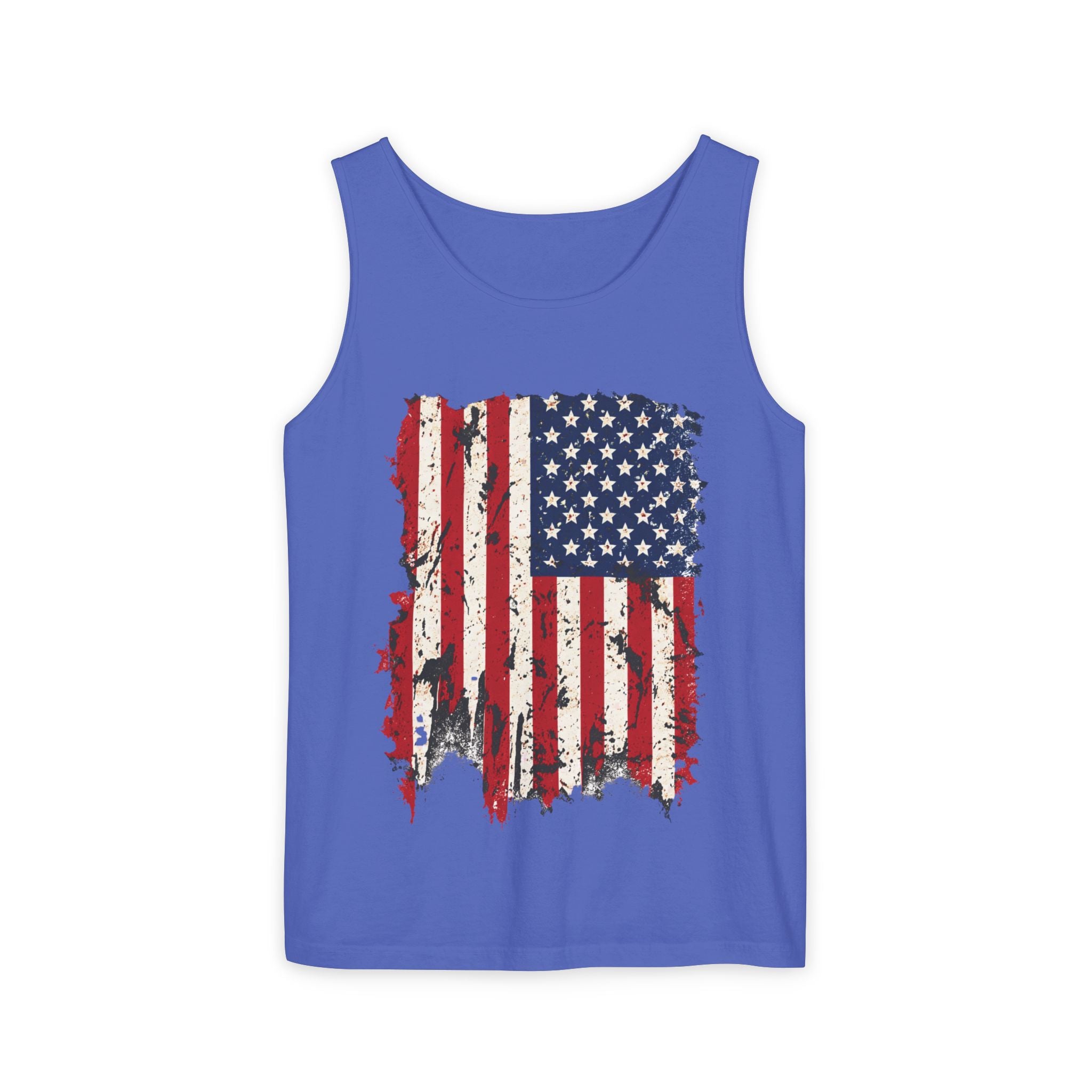 Distressed American Flag Tank Top  Patriotic USA Sleeveless Shirt for 4th of July Summer and Everyday Wear