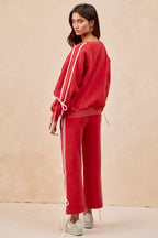 BiBi Side Lined Bow Details Fleece Sweatpants