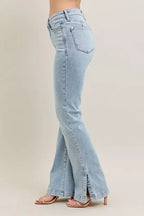 Judy Blue Full Size Tummy Control Vintage Wash Side Slit Slim Boot Jeans Plus Size