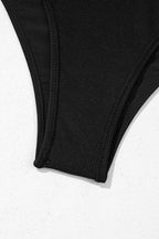 Black Contrast Trim U Neck High Waist Bikini Set