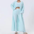 Women's 3-Piece Cozy Lounge Set - Pajama Set with Cardigan