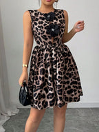 Leopard Print Sleeveless Fit and Flare Mini Dress