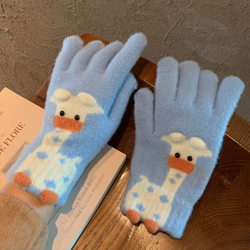 Winter Fingerless Knitted Gloves Touchscreen Warm Windproof
