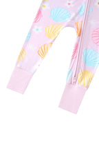 Posh TOT Pastel Seashell Bamboo Baby Convertible Zippy Romper