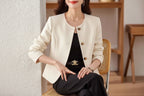 Women’s Cropped Crew Neck Jacket – Casual Lightweight Outerwear