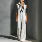 Women's V-Neck Color-Block Sleeveless A-Line Maxi Dress – 4 Colors XS–2XL