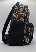 Versace Jeans Couture Logo Black And Yellow Baroque Print Backpack