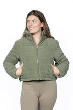Corduroy Zip Up Puffer Jacket