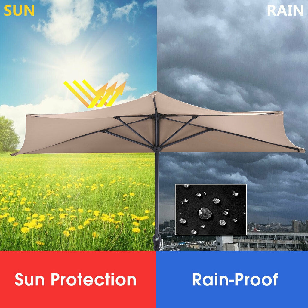 9Ft Patio Bistro Half Round Umbrella