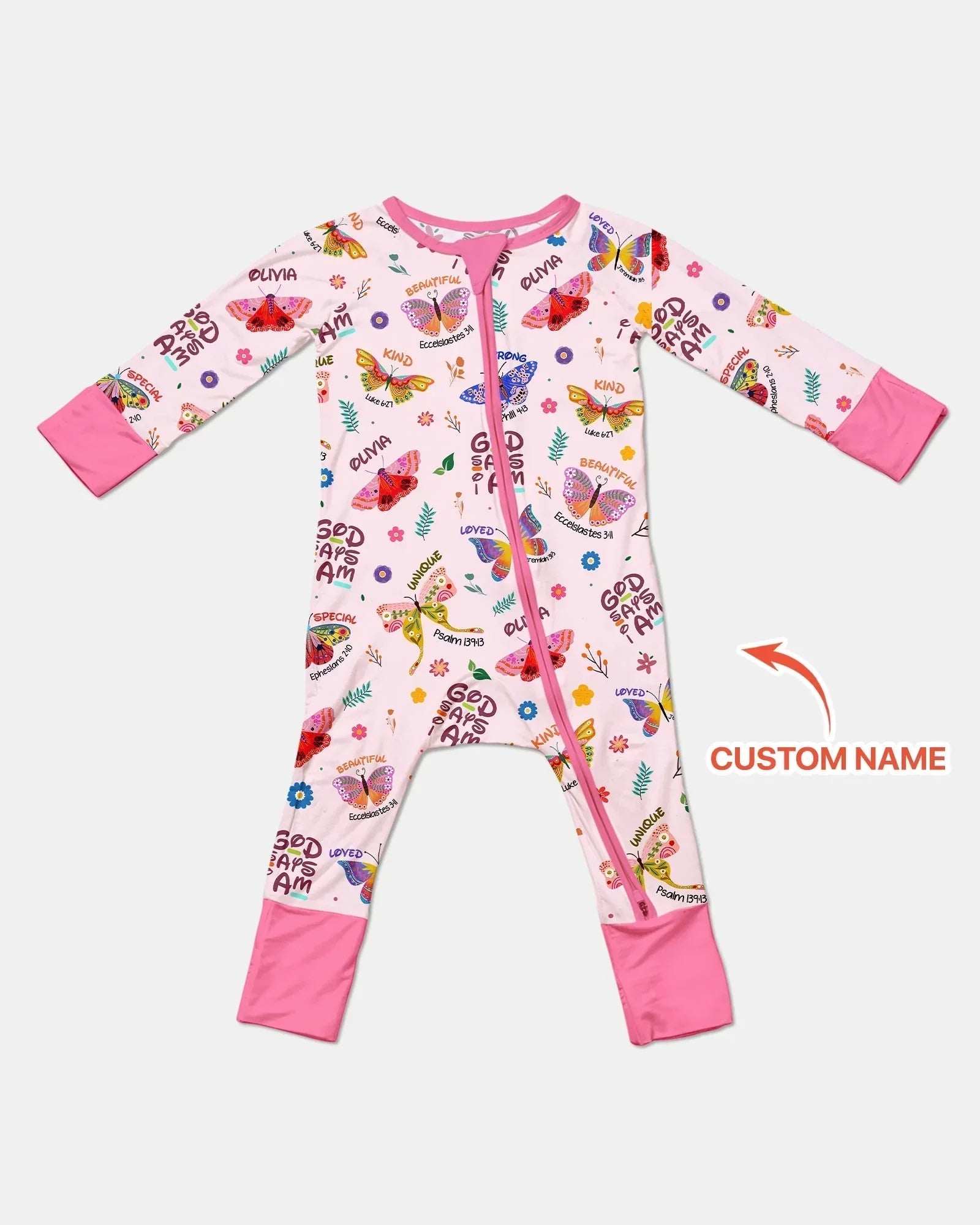 Custom Name God says I am Butterfly Bamboo Convertible Zippy