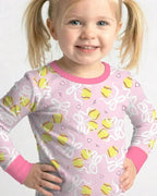 Softball Cherry Mom And Girl Matching Bamboo Two Piece Long Sleeve Pajama Set