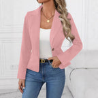 Women's Slim Fit Solid Color Blazer – French Style Long Sleeve Jacket