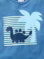 Children's Dinosaur Print Tee & Striped Shorts Set