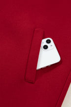 Racing Red Contrast Cuffed Drop Shoulder Zip up Tunic Hoodie