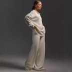 Women’s Fall Winter Two-Piece Set – Loose Collar Sweater Casual Outfit