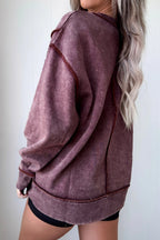 Valerian Mineral Wash Exposed Seam Side Slit Sweatshirt
