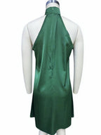 Grecian Neck Satin Mini Dress