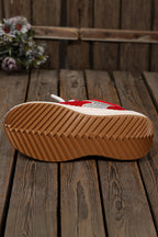 White Rhinestone PU Leather Platform Casual Sneakers
