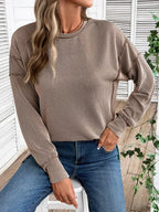 Side Slit Round Neck Sweatshirt