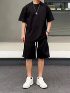 Simple Loose Couple Style Short-sleeved Shorts Two-piece Suit