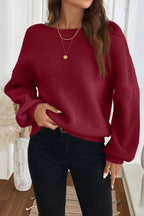 Jet Stream Ribbed Knit Ribbon Knot Backless Drop Shoulder Sweater
