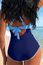 Black Ric Rac Trim Cutout One Piece Swimsuit