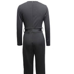 Ladies' Fashionable Slim Fit Sexy V-neck Long Sleeved Slimming Jumpsuit