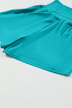 Rose Red Pocketed Wide Waistband Swim Shorts