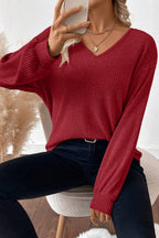 Racing Red Leopard Back Bow Ribbed Top