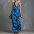Women’s Leopard Print Sleeveless Top and Chiffon Pants Set