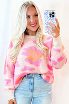 Sachet Pink Cheetah Colorblock Sweater