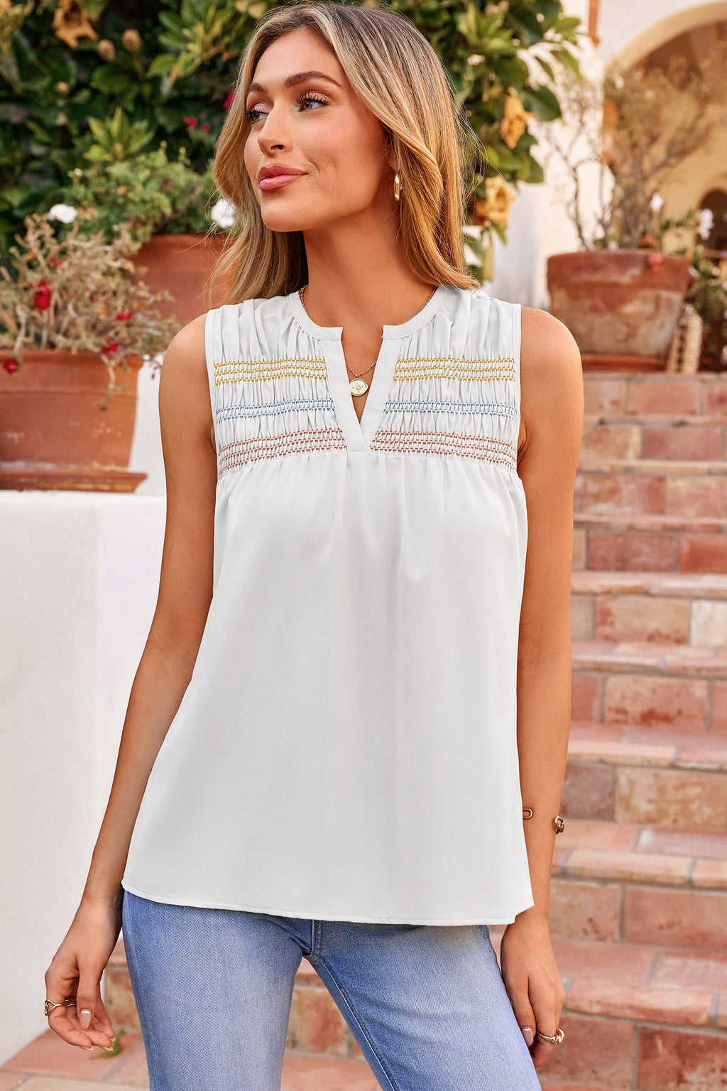 Rebekah Stitch Sleeveless Shift Top