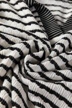 White Stripe Collared Pullover Top and Drawstring Pant Set