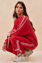 BiBi Side Lined Bow Details Fleece Sweatpants