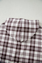 Beige Plaid Patchwork Side Slit Sweatshirt